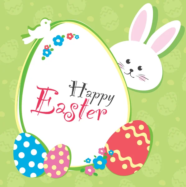 Vecteur lapin de Pâques regardant sur un fond vert — Image vectorielle