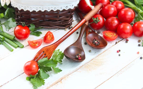 stock image cherry tomatoes and herbs