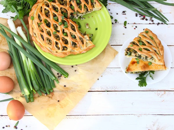 Homemade pie with onions and eggs — Stock Photo, Image