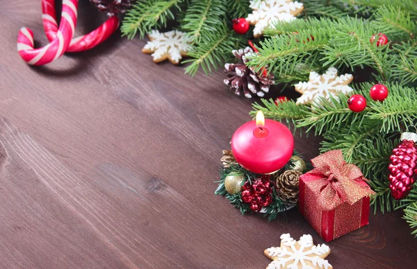 Fundo de Natal com uma vela — Fotografia de Stock