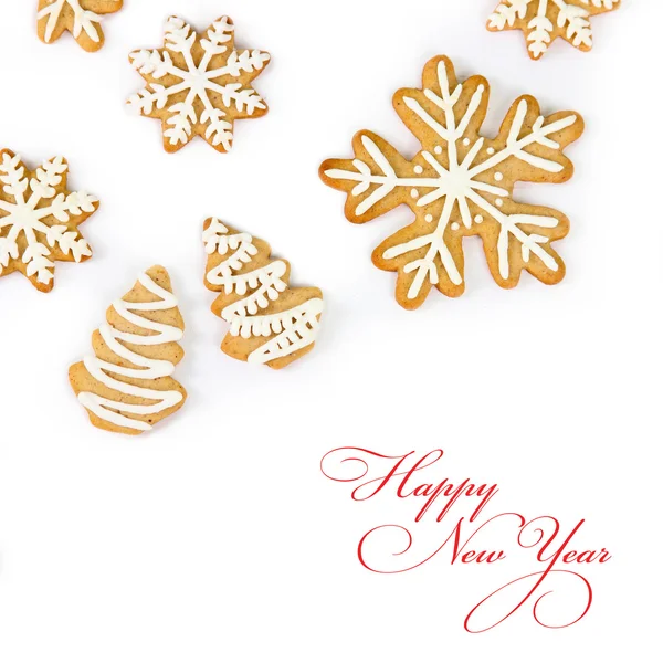 Christmas background with gingerbread snowflakes — Stock Photo, Image