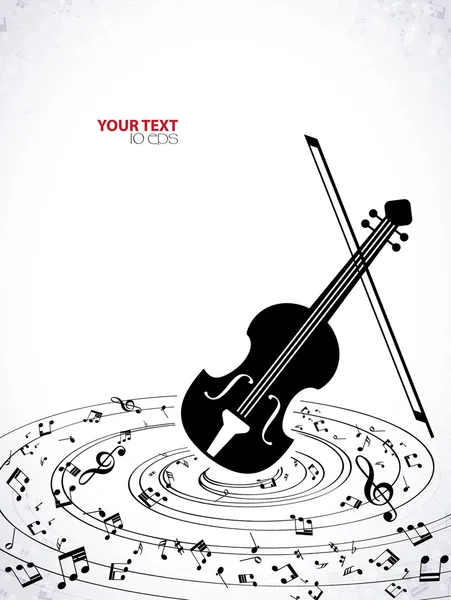 Musical notes staff background with violin. — Stock Vector