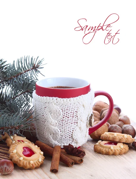 Bakgrund med en kopp varm choklad — Stockfoto