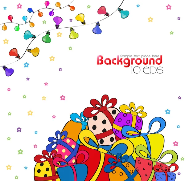 Background with garland and gifts — Stock Vector