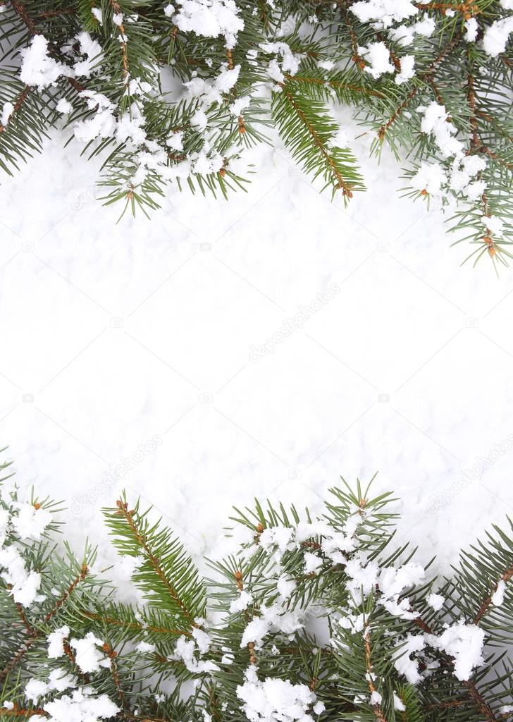 Christmas framework with snow