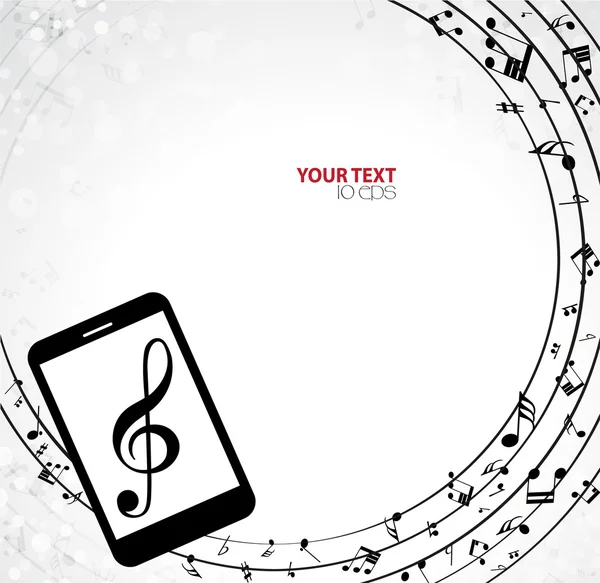 Téléphone portable avec notes de musique — Image vectorielle