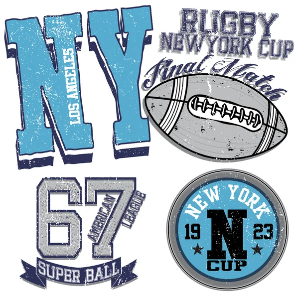 Kolegium grafiki na t-shirt new york rugby — Wektor stockowy