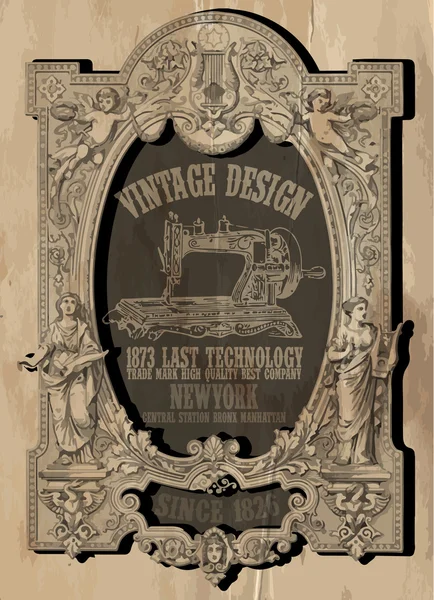 Vintage Frame vector Tee Design gráfico — Vetor de Stock