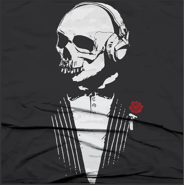 Totenkopf-Abbildung / ein Zeichen der Gefahrenwarnung / T-Shirt-Griff — Stockvektor