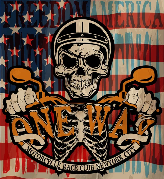 Vintage motorcu kafatası amblemi Tee grafiği