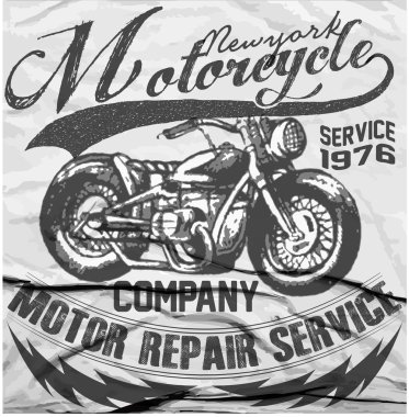 Motosiklet etiket t-shirt tasarımı ile özel chop çizimi