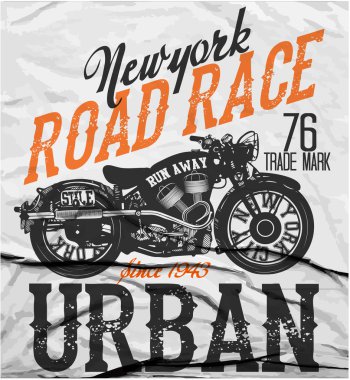Motosiklet etiket t-shirt tasarımı ile özel chop çizimi