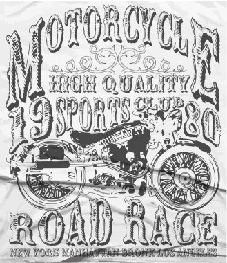 Vintage motosiklet vektör tee grafik tasarım