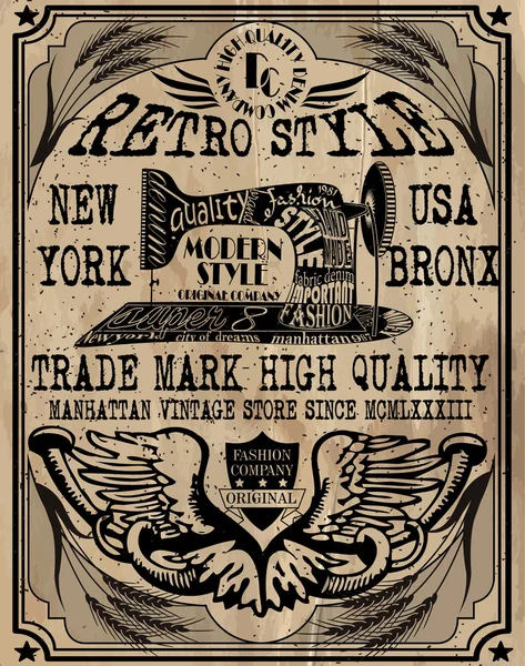 Vintage Label Design Tee Gráfico —  Vetores de Stock