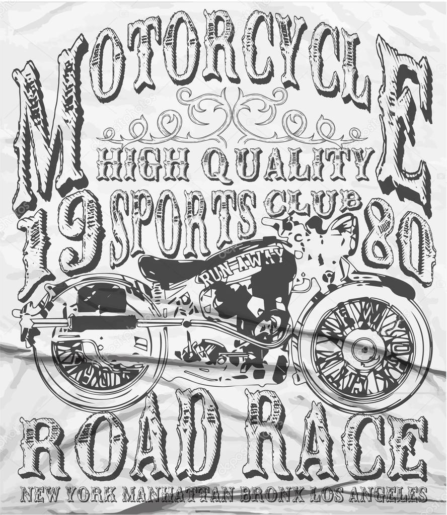 Vintage Motorcycle vector tee graphic design