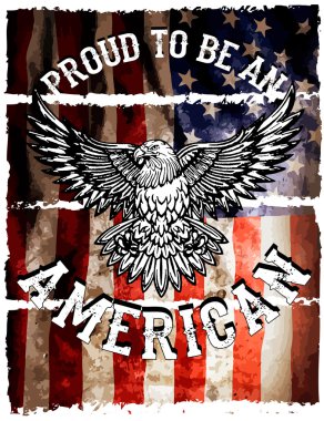 Amerikan bayrağı ve kartal grunge