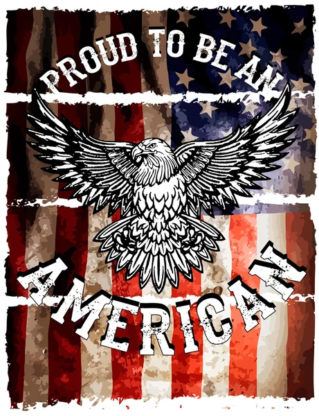 Americká vlajka a eagle grunge — Stockový vektor
