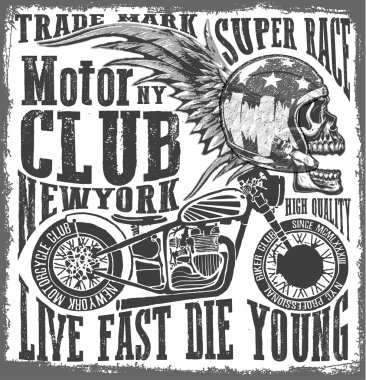 Tee kafatası motosiklet grafik tasarım