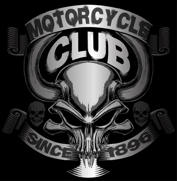 Camiseta Skull Design Gráfico Motocicleta design — Vetor de Stock