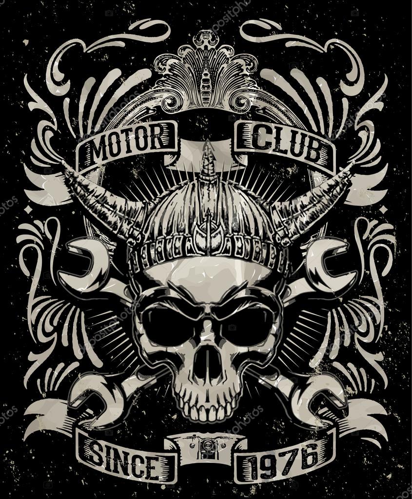 Tee cráneo motocicleta diseño gráfico Vector de stock #106010040 de ©emeget, image size:845x1024