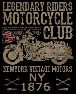 Motosiklet etiket t-shirt tasarımı ile özel chop çizimi