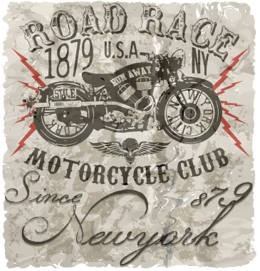 Motosiklet etiket t-shirt tasarımı ile özel chop çizimi