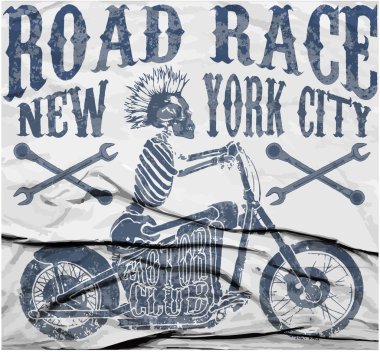 Tee kafatası motosiklet grafik tasarım