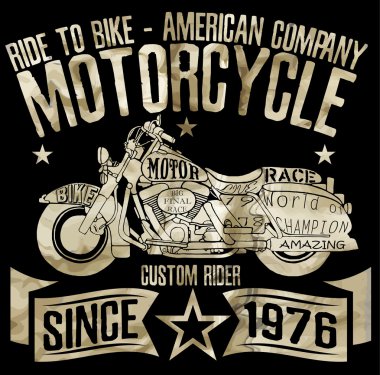 Motosiklet etiket t-shirt tasarımı ile özel chop çizimi
