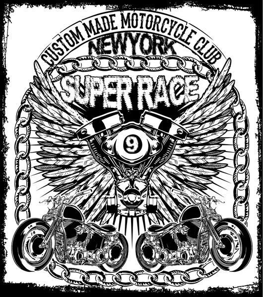 Motorcycle Racing Typography Graphics and Poster. Skull and Old Stock