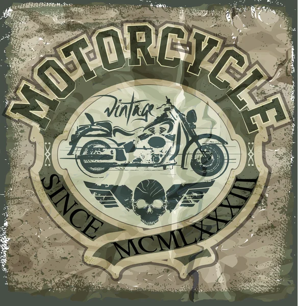 Vintage Moto vecteur. crâne motocyclistes — Image vectorielle