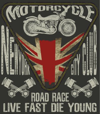 Motosiklet tipografi; Vintage motor; t-shirt grafik; vektörel çizimler