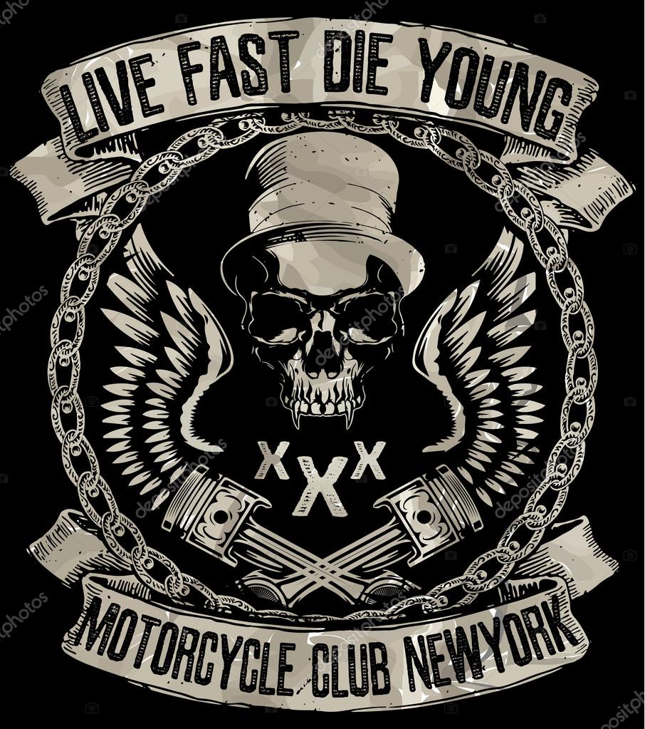 Vintage motorcycle. Hand drawn grunge vintage illustration with hand lettering and a retro bike. This illustration can be used as a print on t-shirts and bags; stationary or as a poster.