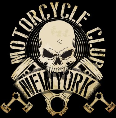 Vintage motorcu kafatası amblemi Tee grafiği
