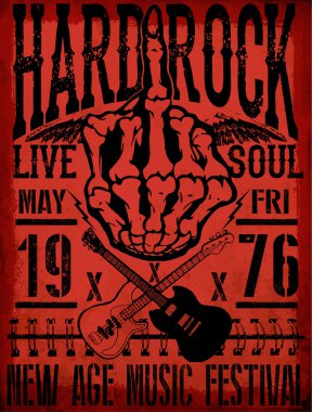 Vintage grunge gitar rock müzik poster