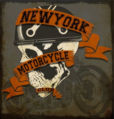 Kafatası tee grafik tasarım motosiklet