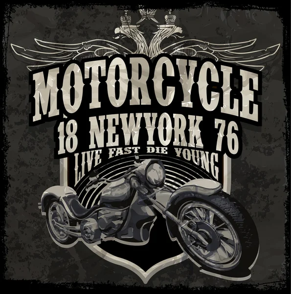 Tipografia moto motore vintage t-shirt grafica vettori — Vettoriale Stock