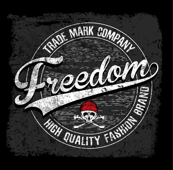 Freedom typography tee graphic design — Stock Vector