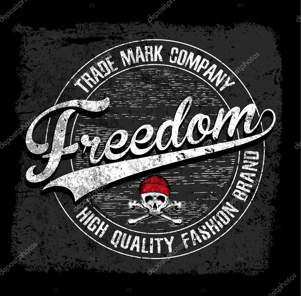 Freedom typography tee graphic design