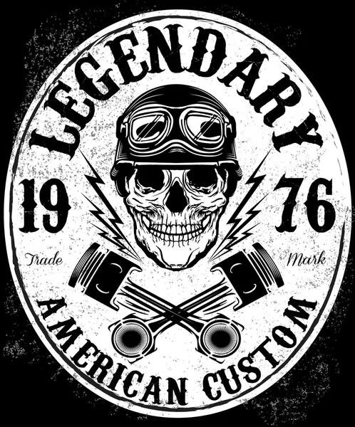 Skull Tee Graphic Design motocicleta clube — Vetor de Stock