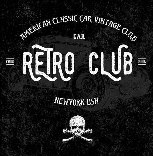 Retro Car Club Tee Grafisk design – Stock-vektor