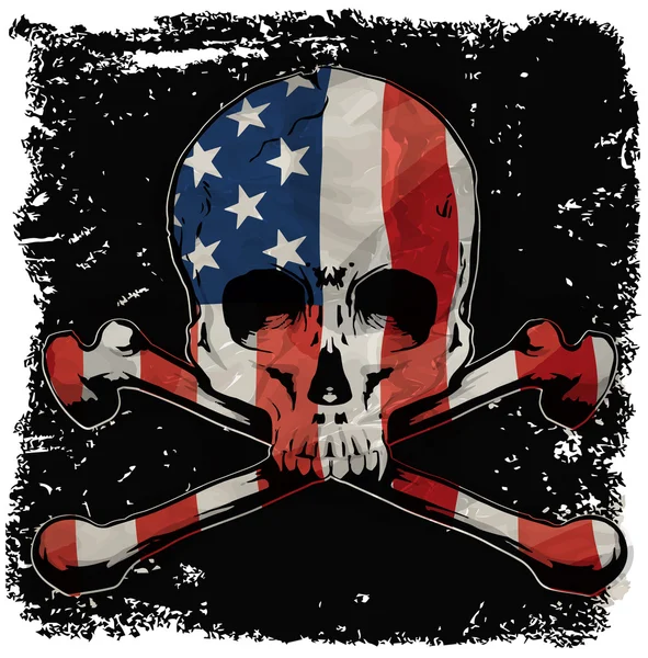 Camiseta Skull Diseño Gráfico con Bandera — Vector de stock