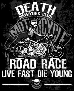 Motosiklet etiket t-shirt tasarımı ile özel chop çizimi