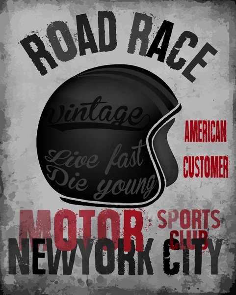 Motorradhelm typografie new york sports clu — Stockvektor