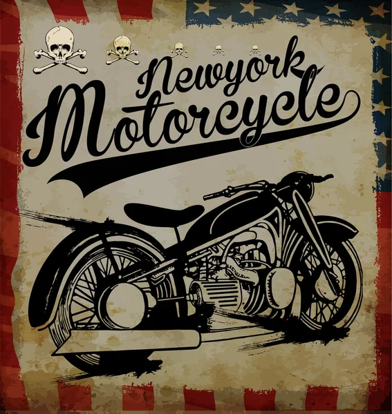 Motorcycle tee graphic retro style — Stock Vector