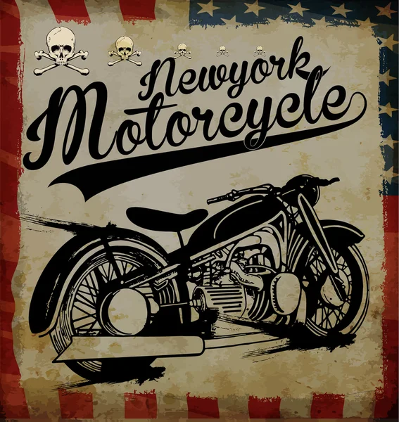 Motorrad Tee Grafik Retro-Stil — Stockvektor