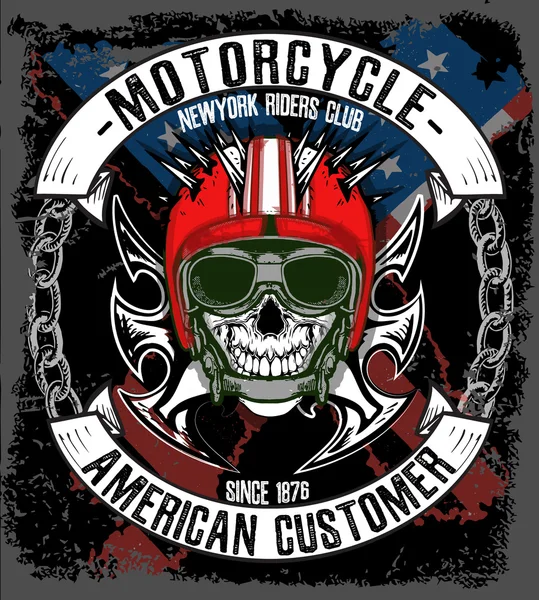 Vintage motorcu kafatası amblemi Tee grafiği