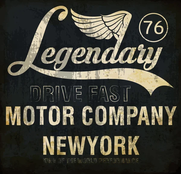 Motocyklů legendární typografie, grafické t-shirt, vektor — Stockový vektor