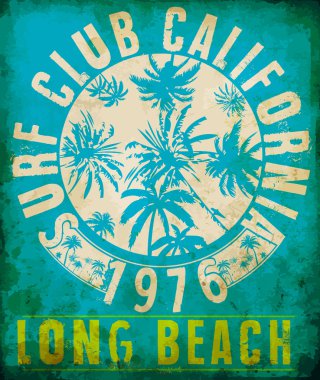 Surf Club tropikal grafik tipografi tasarımı ile