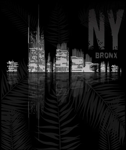 Tipografia di New York con illustrazione floreale. T shirt grafica  . — Vettoriale Stock