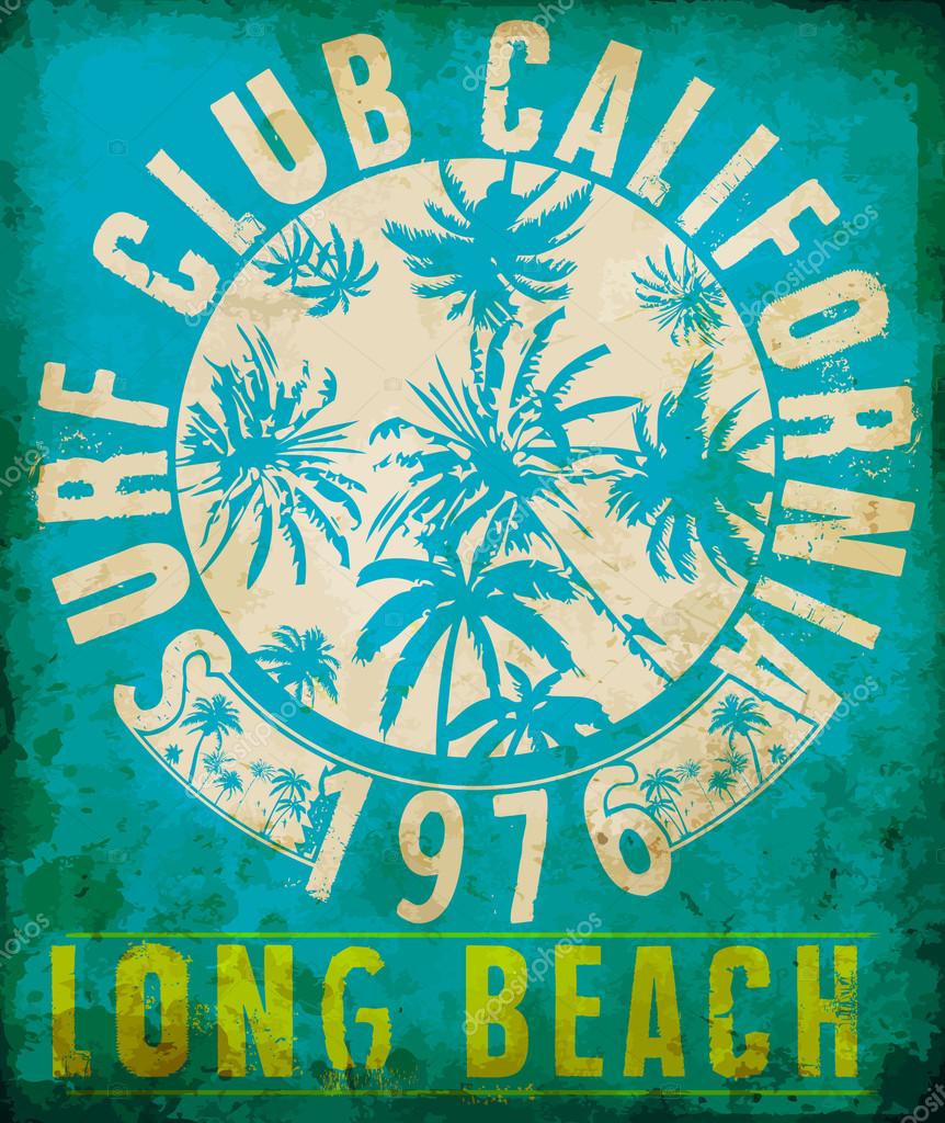 Surf Club Tropical graphic with typography design